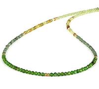 Kashish Gems & Jewels Superbe collier de perles rondes à facettes de 2 mm en argent sterling 925 avec fermoir plaqué or jaune pour femmes et filles, anniversaire, Noël (45 cm) 2 mm