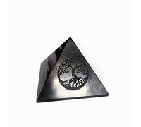 KASHU Shungite directement de Carélie : pyramide 10 cm Arbre de vie poli