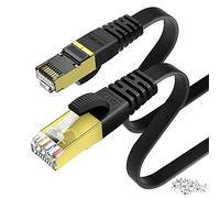 KASIMO Câble Ethernet 30m Cat 7 Plat, Câble RJ45, Connecteurs Plaqués Or - Cable Réseau LAN Haut Débit 10 Gb/s - 600 MHz - Noir