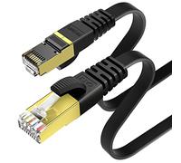 KASIMO Câble Ethernet Cat 7 Plat, Câble RJ45, Connecteurs Plaqués Or - Cable Réseau LAN Haut Débit 10 Gb/s - 600 MHz - 1m Noir