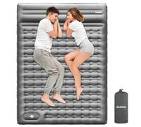 KASIMO Matelas de camping auto-gonflant avec oreiller intégré et pompe à pied, ultra léger, isolant d'extérieur (double gris, 12 cm)