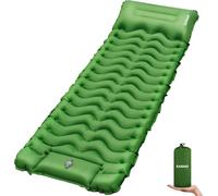 KASIMO Matelas Gonflable 1 Place Autogonflant Camping avec Coussin Pompe à Pied, Ultraléger Étanche Compact pour Tent Camping Randonnée Trekking Vert