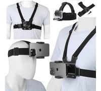 KASINshooting Kit de support de harnais pour téléphone portable et caméra Ceinture de corps Mont de poitrine et serre-tête pour Gopros Heros 12/11/10/9/8 Insta360 One et smartphone Vlog