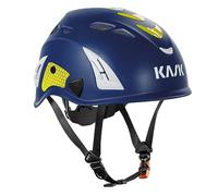 KASK Casque de protection Superplasma HI VIZ - Casque de protection du travail, molette, bandes réfléchissantes, EN 397, couleur : bleu/jaune