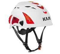 KASK Casque de protection Superplasma HI VIZ - Casque de travail, molette de réglage, bandes réfléchissantes, EN 397, Couleur : blanc/rouge, taille unique