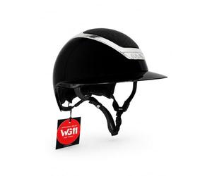 KASK Star Lady Chrome Pure Shine Casque d'équitation avec large visière, rembourrage intérieur en laine mérinos, ventilation et mentonnière en cuir synthétique, pour homme et femme (Pure Shine noir