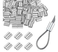 Kaslaider 100 Pièces Manchons en Aluminium 5mm, Double Manchons de Serrage, Ferrules Métalliques pour Câble Acier, Boucles de Sertissage pour Câbles Métalliques