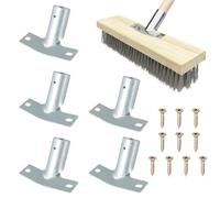 Kaslaider 5 Pièces Connecteur Métallique pour Balai, Support de Manche à Balai, Adaptateur de Tête de Broom, Convient à Manches de 2.5cm de Diamètre, avec 10 Vis, pour Nettoyage Domestique Mop