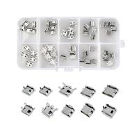 Kaslaider 50 Pièces Prise Micro USB Femelle à 5 Broches, Connecteur Soudé à 180 Degrés, 10 Odèles 5pcs de Chaque Type de Connecteur USB Set pour téléphone Electronique Raspberry DIY