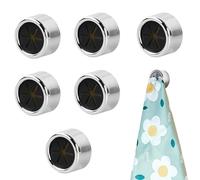 Kaslaider 6 Pièces Porte Torchons Adhesif Sans Percage, ABS Rond Porte Accroche Torchon Cuisine, Serviette Adhesif Attache Torchon Pour Salle De Bain Auto-Adhésifs Crochet Porte-Serviettes Ronde