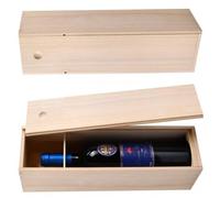 Kaslaider Boîte à vin en bois - Caisse unique avec couvercle coulissant - Boîte de rangement pour bouteilles de vin - Pour anniversaire, mariage, pendaison de crémaillère, naissance