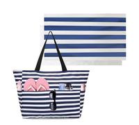 Kaslaider Grand Sac de Plage avec Fermeture éclair pour Femme, Poches Multiples Sac Cabas Zippé d'Été Pliable Sac Fourre-tout Plage Imperméable à l'eau et au Sable Sacs de Voyage Essentiels