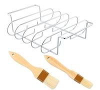 Kaslaider Spareribs Support pour Barbecue Acier Inoxydable，RibRack, Support de Cuisson pour Ribs, BBQ pour côtes, Gril, Steaks, Viande, légumes, Acier Noir