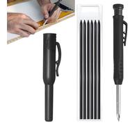 KASLCWA Crayon de Charpentier avec 6 Porte Mine, Marqueur de Crayon Mécanique à Long Nez à Trou Profond, Crayons de Charpentier Mécaniques Taille Crayons, pour le Dessin et la, Noir