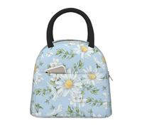 kaslhsQ Grand sac à déjeuner réutilisable avec motif marguerites et fleurs sauvages pour femmes, hommes, bureau, travail, pique-nique, 10 l