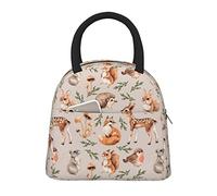 kaslhsQ Grand sac à déjeuner réutilisable avec petits animaux de la forêt, écureuil, souris, renard, lièvre, hérisson, pour l'école, le bureau, le travail, 10 l