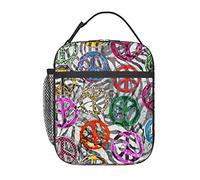 kaslhsQ Sac à déjeuner coloré motif signe de paix zèbre fond boîte à repas isotherme pour l'école, le travail, le pique-nique, les voyages