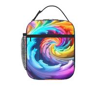 kaslhsQ Sac à déjeuner isotherme portable avec imprimé tourbillon arc-en-ciel réutilisable durable pour homme et femme