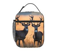 kaslhsQ Sac à déjeuner isotherme portable, motif cerfs sauvages, sac à déjeuner réutilisable durable pour homme et femme