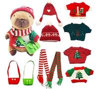 Kasmole Jouet en Peluche Capybara - Mignonne De Noël,Peluche Capybara à Habiller 25 cm avec vêtements et Accessoires - pour Décoration Pendant Les Voyages La Chambre À Coucher La Maison Le Canapé L