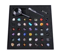 Kasmole Kit de collecte de roches et de minéraux | Kit de collecte de pierres précieuses Cadeaux scientifiques sur les roches et les minéraux pour lesenfants - avec fiche pédagogique Pierre