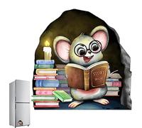 Kasmole Souris plinthe - Sticker Mural Souris,Mignon Livre Lecture Souris pépinière Stickers muraux Dessin animé décalcomanies Brillant la Nuit pour Prise