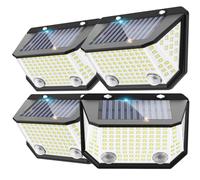 Kasonic Lumières Solaires à Double Capteur pour l'Extérieur, 6500K Lampes Solaires de Mouvement pour Clôtures, Lampes Extérieurs Solaires d'Escalier Étanches pour Maisons, Lot de 4