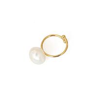 Kasoo Bague large baroque naturelle avec perle française rétro ouverte bague réglable, Doré, Perle