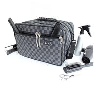 Kassaki Sac de transport professionnel pour outils de coiffure, Trousse Coiffure, Valise Coiffeur - Noir et gris à carreaux