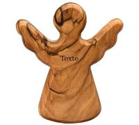 Kassis Ange Gardien personnalisé en Bois d’Olivier - Figurine d’Ange Faite Main à Bethléem - Porte-Bonheur Protecteur - Texte personnalisé - 1 pièce