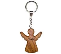 Kassis Ange Gardien Porte-Bonheur en Bois d’Olivier - Figurine d’Ange Faite Main, décoration de Noël, Cadeau pour Naissance, baptême, Communion, Confirmation ou Anniversaire - Porte-clés avec Gravure