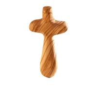 KASSIS Croix de poche 9 cm en bois d’olivier - Porte-bonheur chrétien, fait à la main à Bethléem - Cadeau spirituel en bois - Symbole de foi et de réconfort