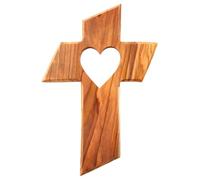 KASSIS Croix murale personnalisable en bois d’olivier avec cœur - Faite à la main à Bethléem - Cadeau symbolique et spirituel, décoration religieuse et traditionnelle