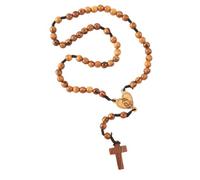 Kassis Geschenkartikel Chapelet en bois d'olivier avec cœur et Vierge 42 cm Bonne qualité de Bethléem