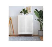 Kastdeuren met lamellen 2 st 99,3x39,4 cm grenenhout wit151170