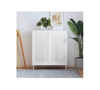 Kastdeuren met lamellen 2 st 99,3x49,4 cm grenenhout wit151173