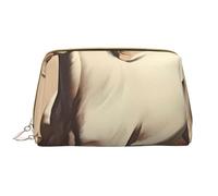 kastiong Trousse de maquillage portable en cuir pour femme - Organisateur de cosmétiques de voyage, grande pochette de maquillage imprimé cheval blanc cabré