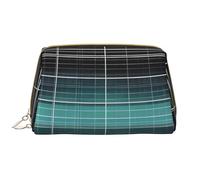 kastiong Trousse de maquillage portable en cuir pour femme - Organisateur de cosmétiques de voyage, grande pochette de maquillage imprimée espace de ligne dimensionnelle