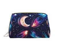kastiong Trousse de maquillage portable en cuir pour femme - Organisateur de cosmétiques de voyage, grande pochette de maquillage à motif céleste cosmique