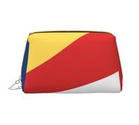 kastiong Trousse de maquillage portable en cuir pour femme - Organisateur de cosmétiques de voyage, grand drapeau des Seychelles, blanc, taille unique, art déco, blanc, taille unique, art déco