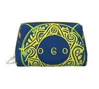 kastiong Trousse de maquillage portable en cuir pour femme - Organisateur de cosmétiques de voyage, grande pochette de maquillage imprimée totem yin yang