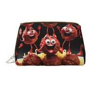 kastiong Trousse de maquillage portable en cuir pour femme - Organisateur de cosmétiques de voyage, grande pochette de maquillage à motif de boulettes de viande folles