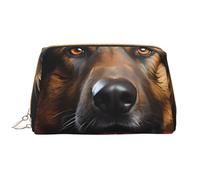 kastiong Trousse de maquillage portable en cuir pour femme - Organisateur de cosmétiques de voyage, grande pochette de maquillage imprimée berger allemand