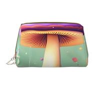 kastiong Trousse de maquillage portable en cuir pour femme - Organisateur de cosmétiques de voyage, grande pochette de maquillage violette à imprimé champignon de rêve