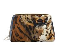 kastiong Trousse de maquillage portable en cuir pour femme - Organiseur de voyage pour cosmétiques, grand léopard à la recherche d'une proie