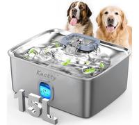 Kastty Fontaine à eau pour chien en acier inoxydable de 15 L, grande capacité, lumière LED silencieuse, triple filtration sans BPA, distributeur automatique d'eau pour chien, nettoyage facile pour