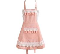 KASUK Tablier court en dentelle respirant imperméable été Style occidental outillage salon de beauté tablier fleur Art ongles travail vêtements tablier Apron (Color : B, Size : 75 * 74cm)