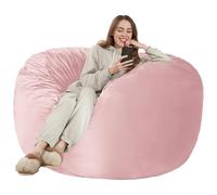 Kasunpul Pouf chaise - Pouf géant pour adulte - Avec housse en velours - Moelleux - Pour salon, chambre à coucher - Rose clair - 90 x 90 x 49 cm