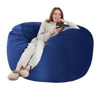 Kasunpul Pouf chaise pour adulte - Pouf géant avec housse en velours - Pour salon, chambre à coucher - Bleu marine - 90 x 90 x 49 cm