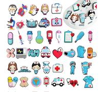 KASURE 41pcs Pins pour Crocs Infirmiere, Bijoux de Chaussures Médicales, Charms pour Infirmière Médecine, Aide Soignante, Accessoire Chaussure Hôpital